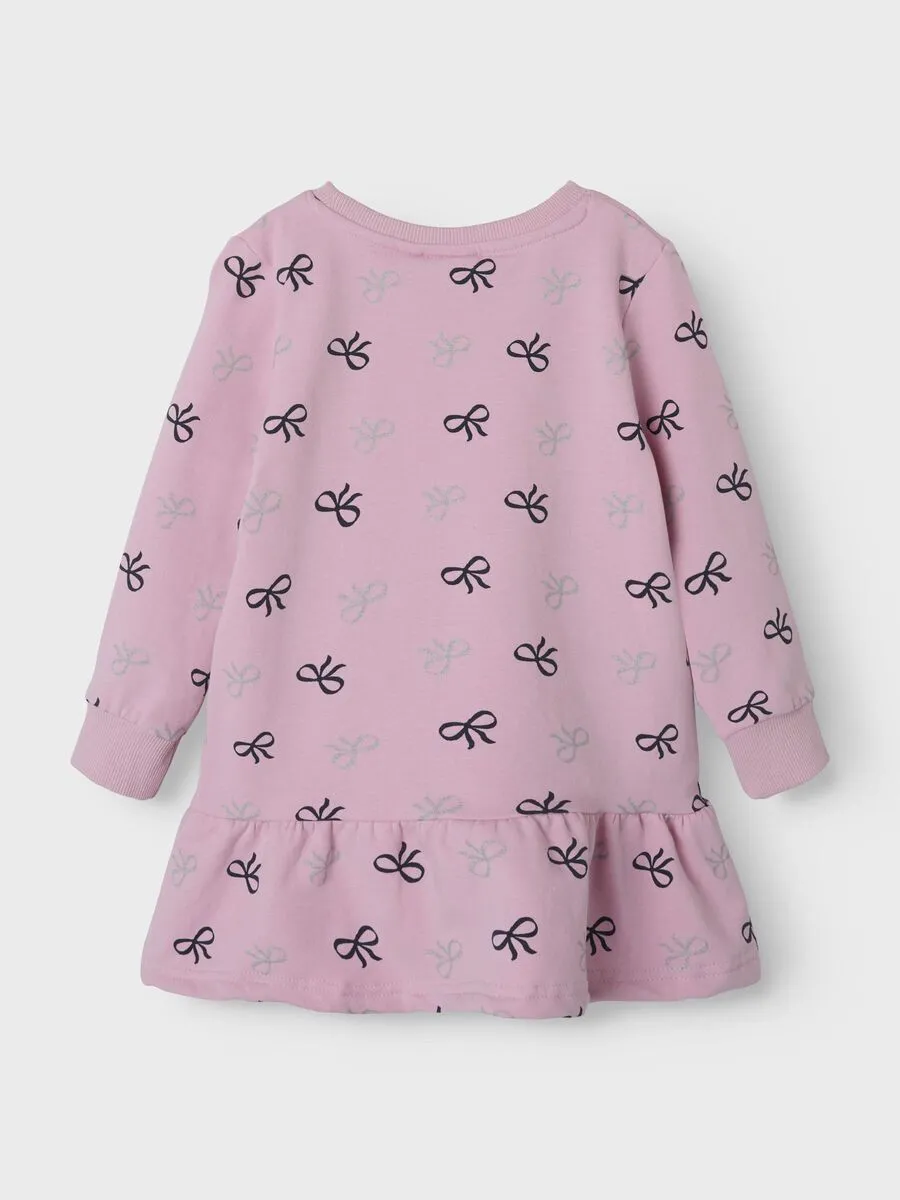 NAME IT nmf rue sweat dress pink bows 13236000 aw24 