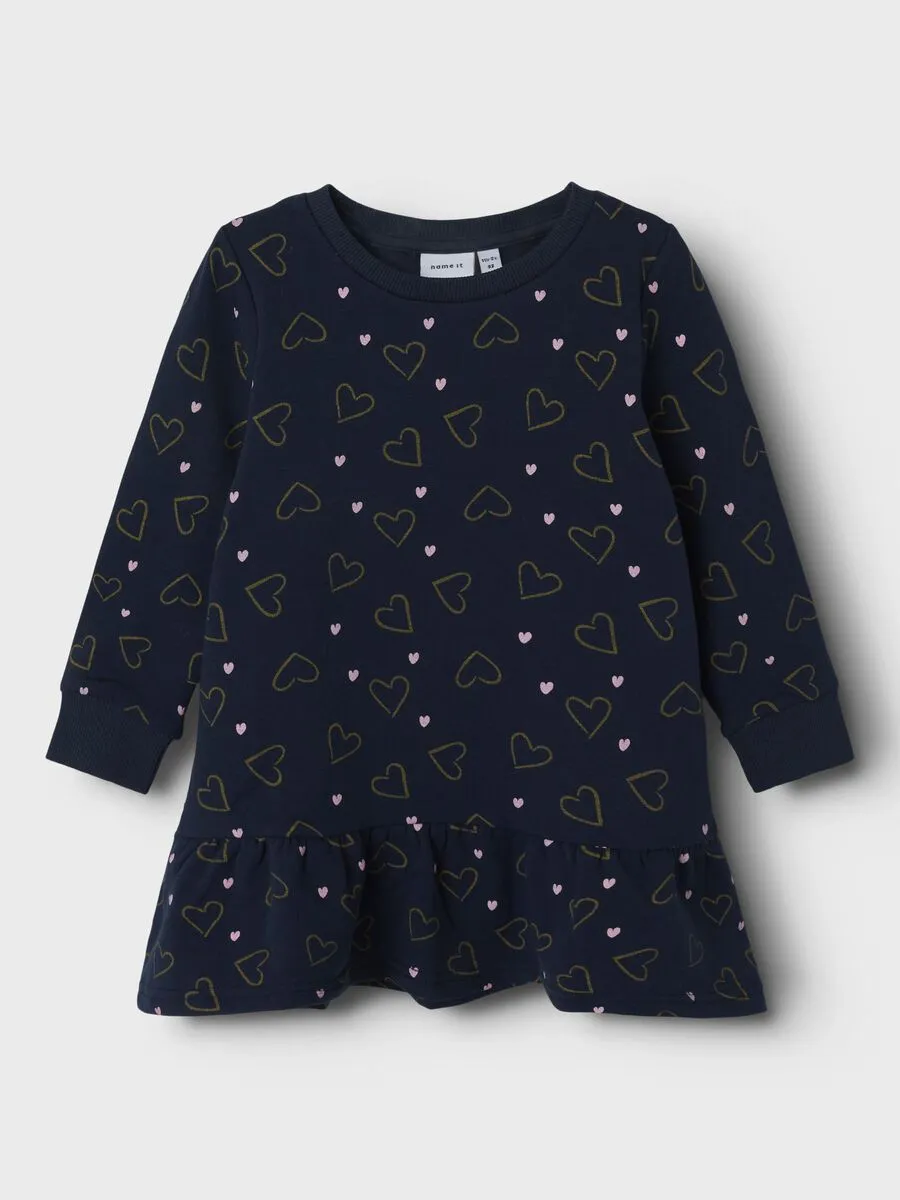 NAME IT nmf rue sweat dress navy bows 13236000 aw24 