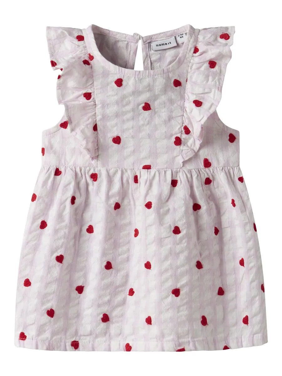 NAME IT nbf fisina spencer pink striped dress red hearts 12340060 SS25