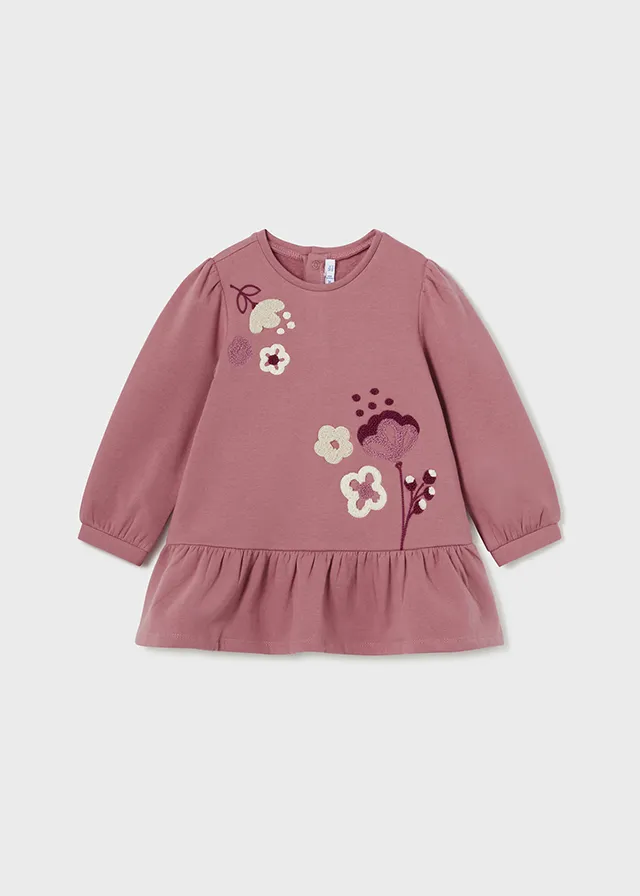 MAYORAL mini girls fleece jumper dress rose 2924aw24 