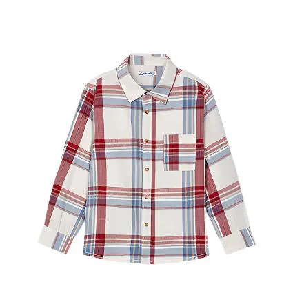 MAYORAL kid boys wine check shirt 4114aw24