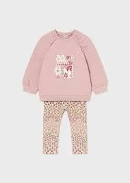 MAYORAL mini girls pullover and eggings set blush 2710aw24