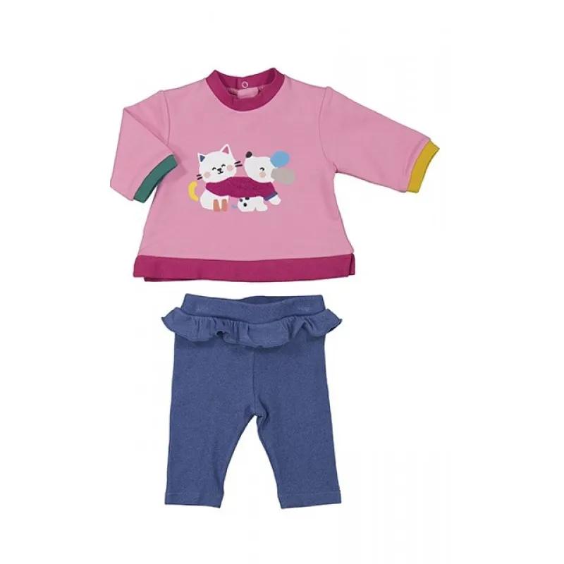 MAYORAL newborn girls 2pce jeggins set pink cat 2786aw24