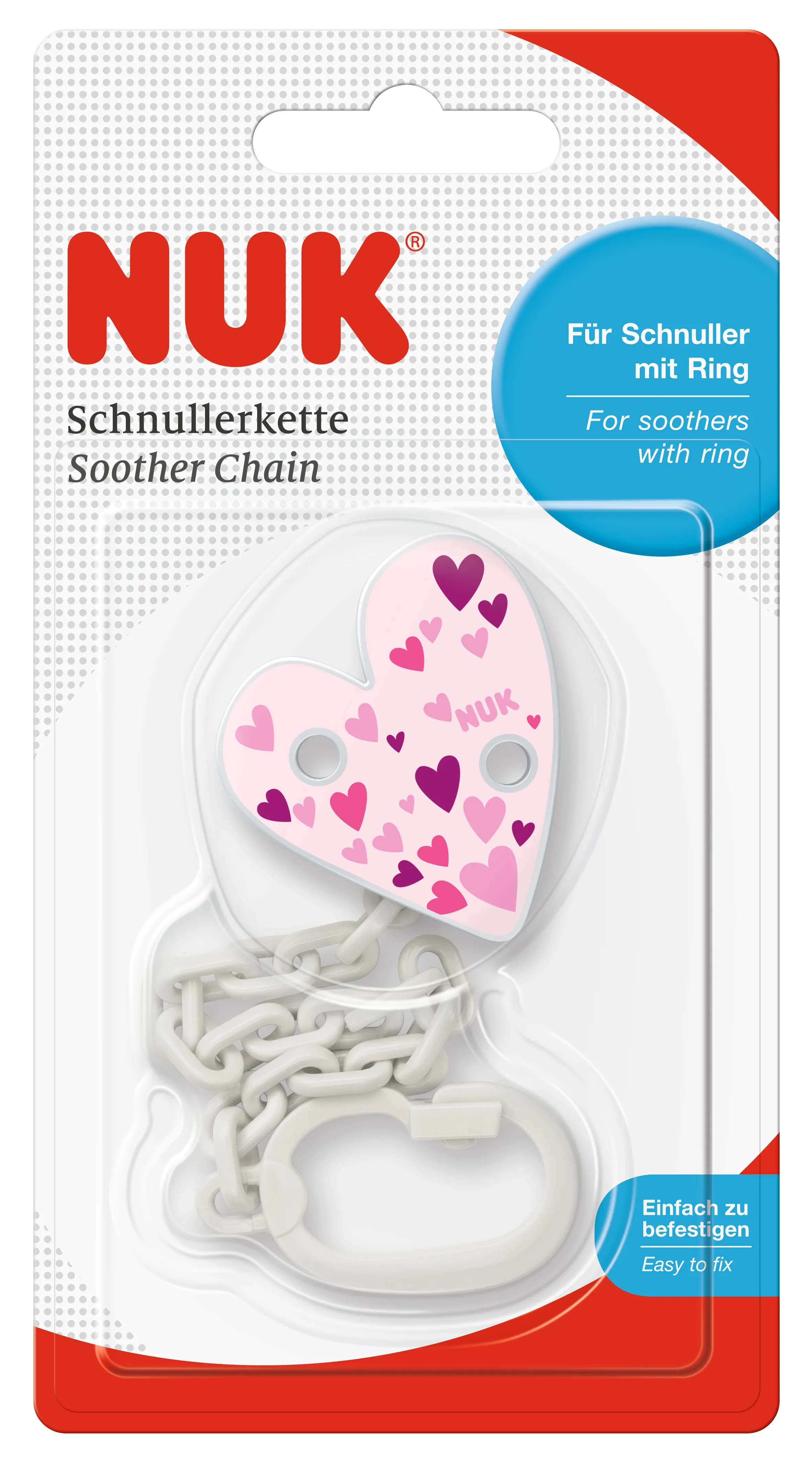 nuk soother chain pink hearts