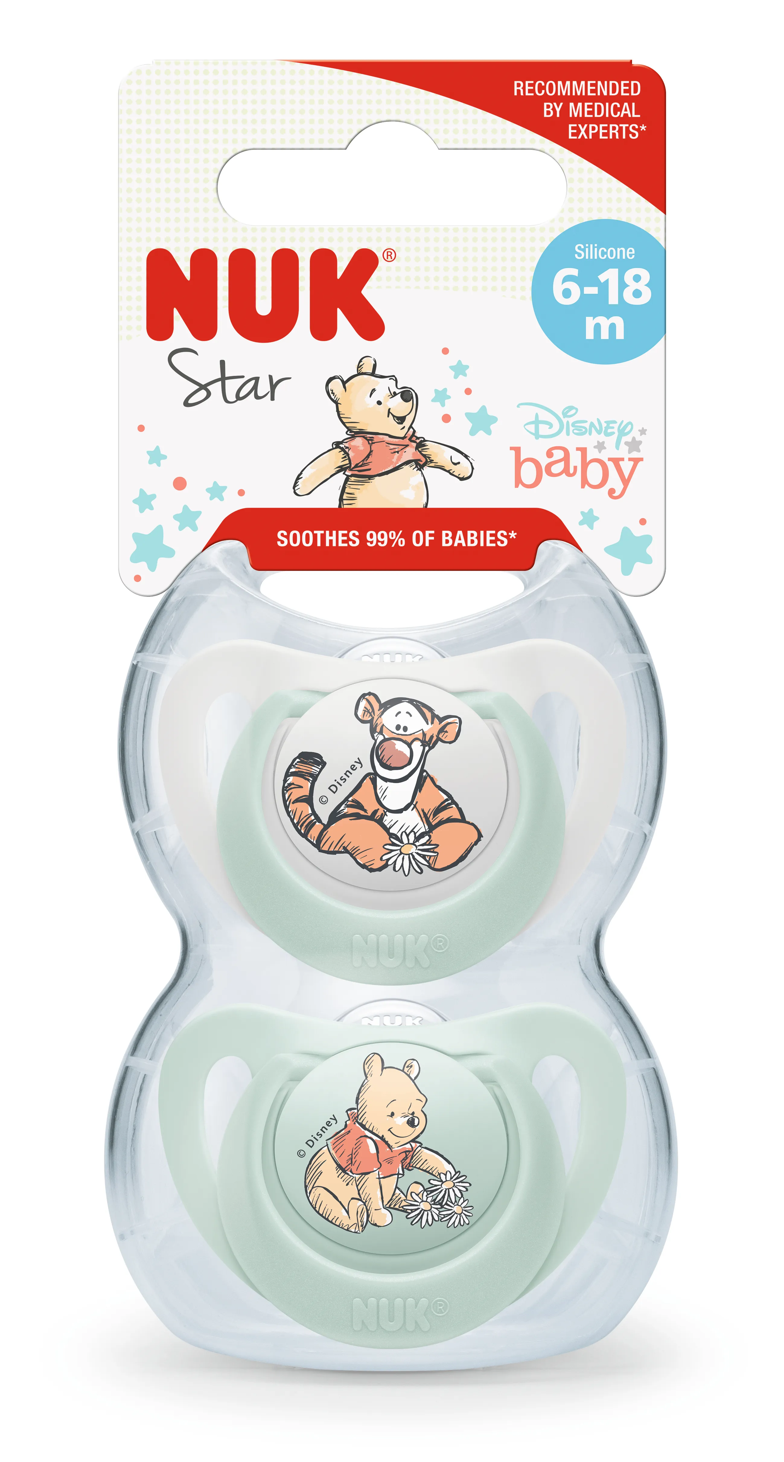 Nuk 6-18 Star Silicone Soother Winnie The Pooh 