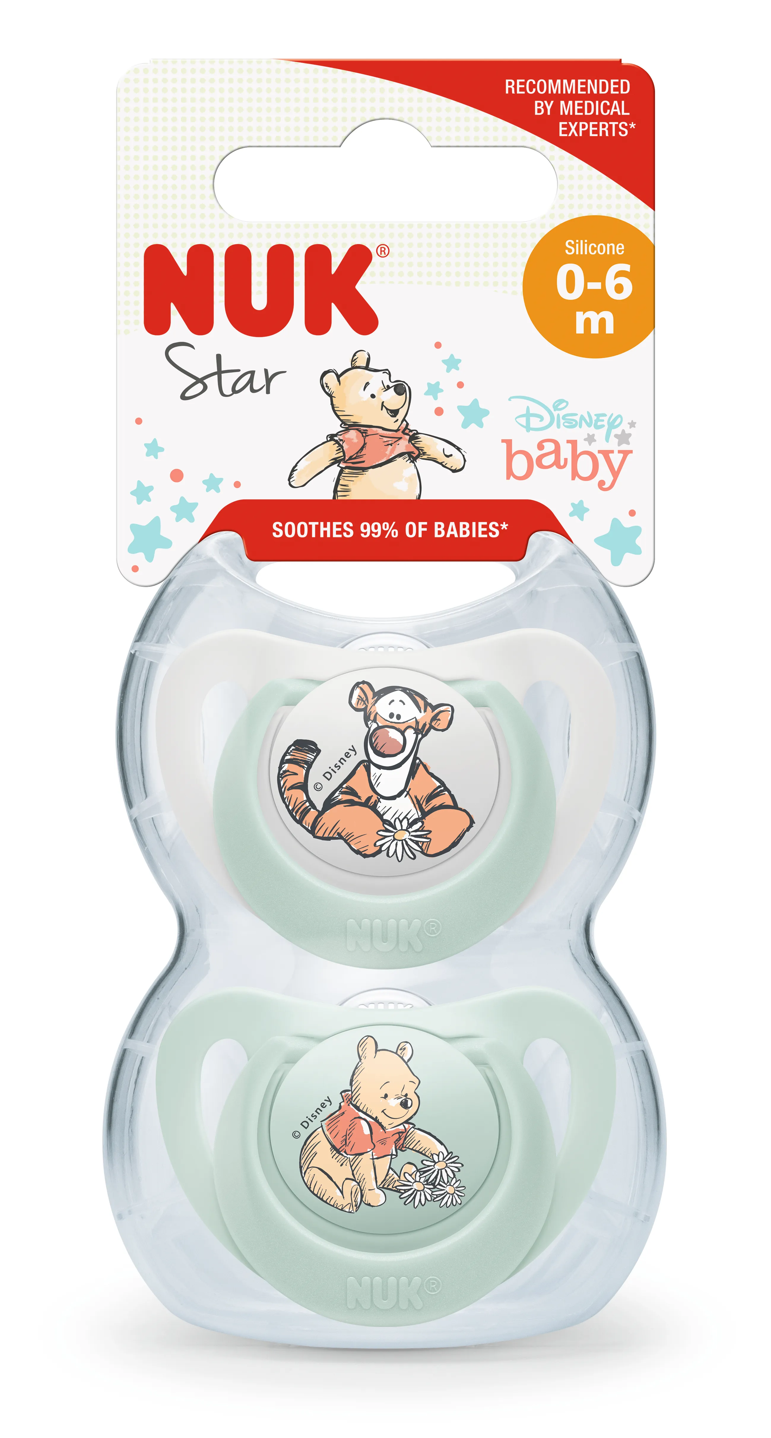Nuk 0-6m Star Silicone Soother Winnie The Pooh 