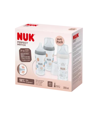 Nuk Perfect Match Set Rainbow & Twig 3 260ml Bottles