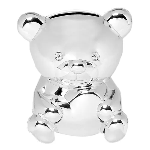 silver teddy bear money box 423