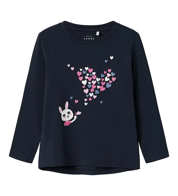 NAME IT nmf vixls top navy mouse heart bubbles 13224958 aw24 