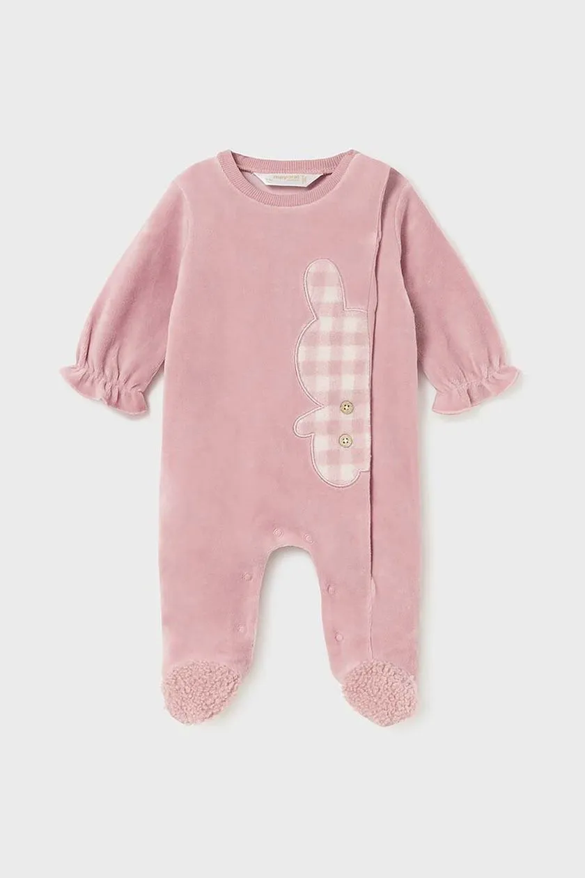 MAYORAL newborn girls pink velour romper 2781aw24