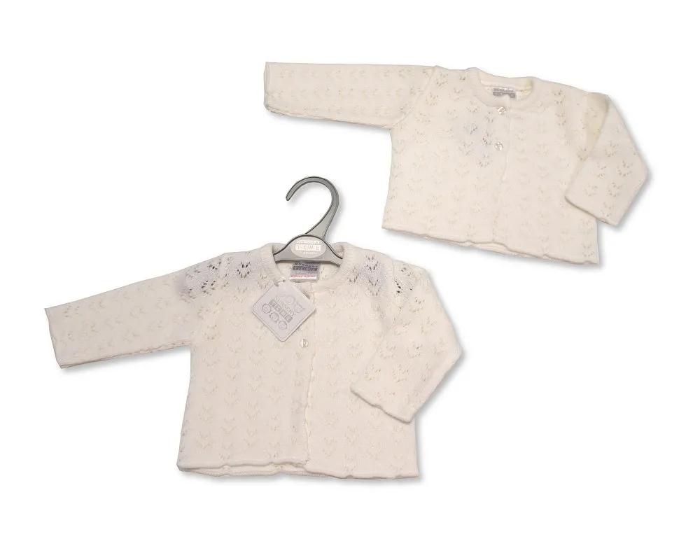 Nursery Time white knitted cardigan BW10-583W
