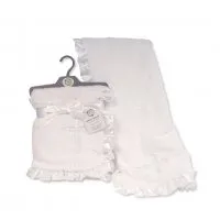 snuggle baby wrap spersoft white blanket with white cross and satin piping bw112-1058w