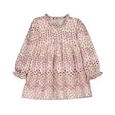 MAYORAL mini girls pleated dress velour chickpea 2926aw24