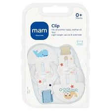 mam soother clip 2pk whale/sealion