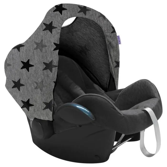 dooky hoody infant carseat hood grey stars