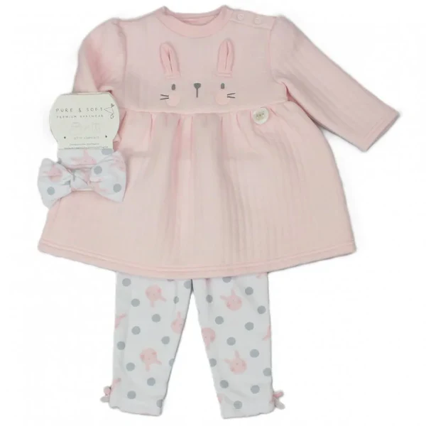 PURE AND SOFT baby girls dress and legging set w headband h13524