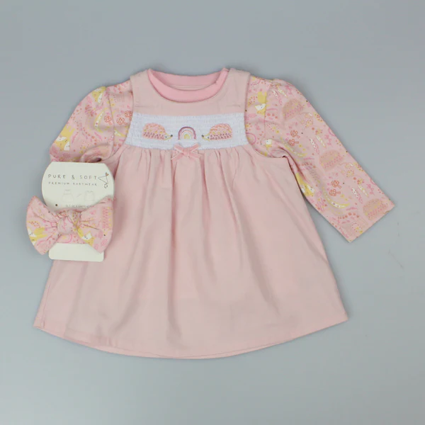 PURE AND SOFT baby girls cord pinafore w headband h13546