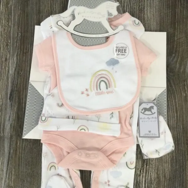 ROCK A BYE BABY 5peice layette rainbow set peach d07339