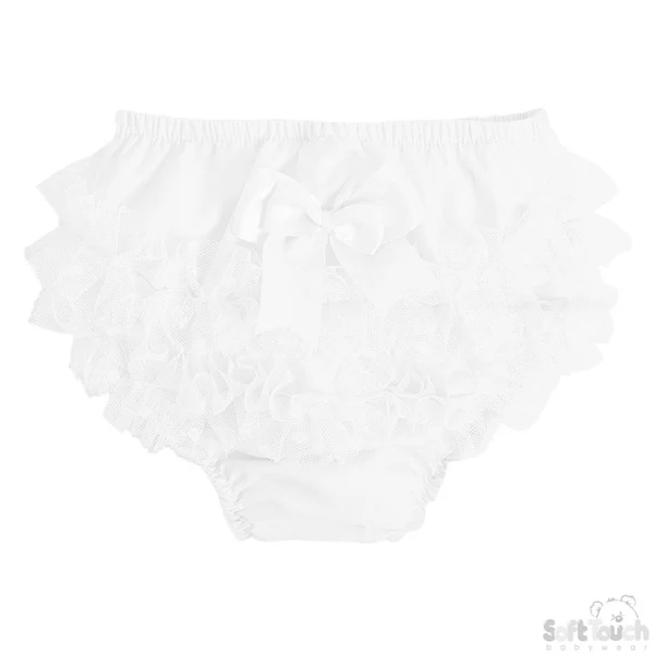 SOFT TOUCH white frilly pants w/dotty lace FP20-W