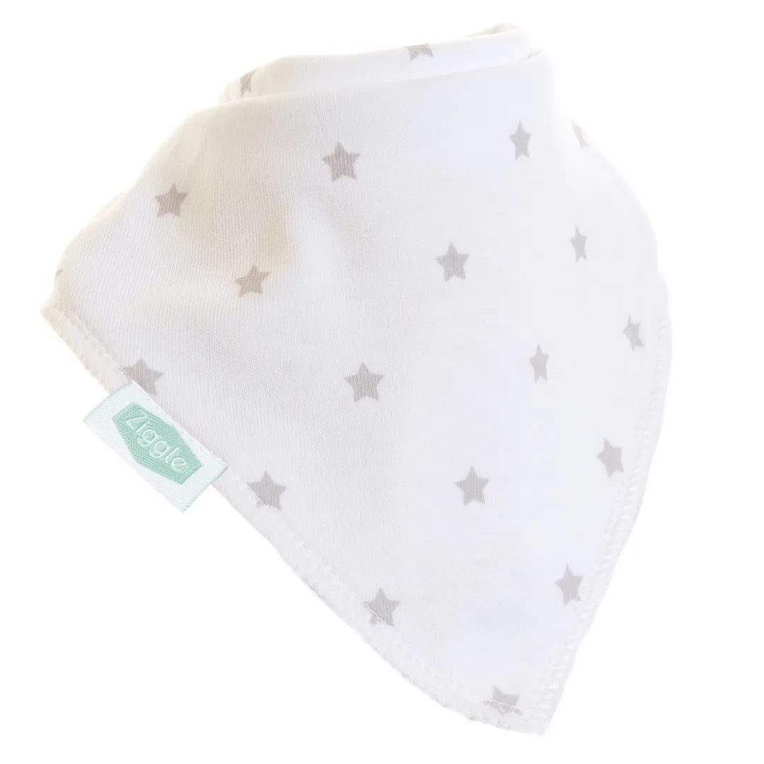 ziggle bandana bib white with stars ZBBAC