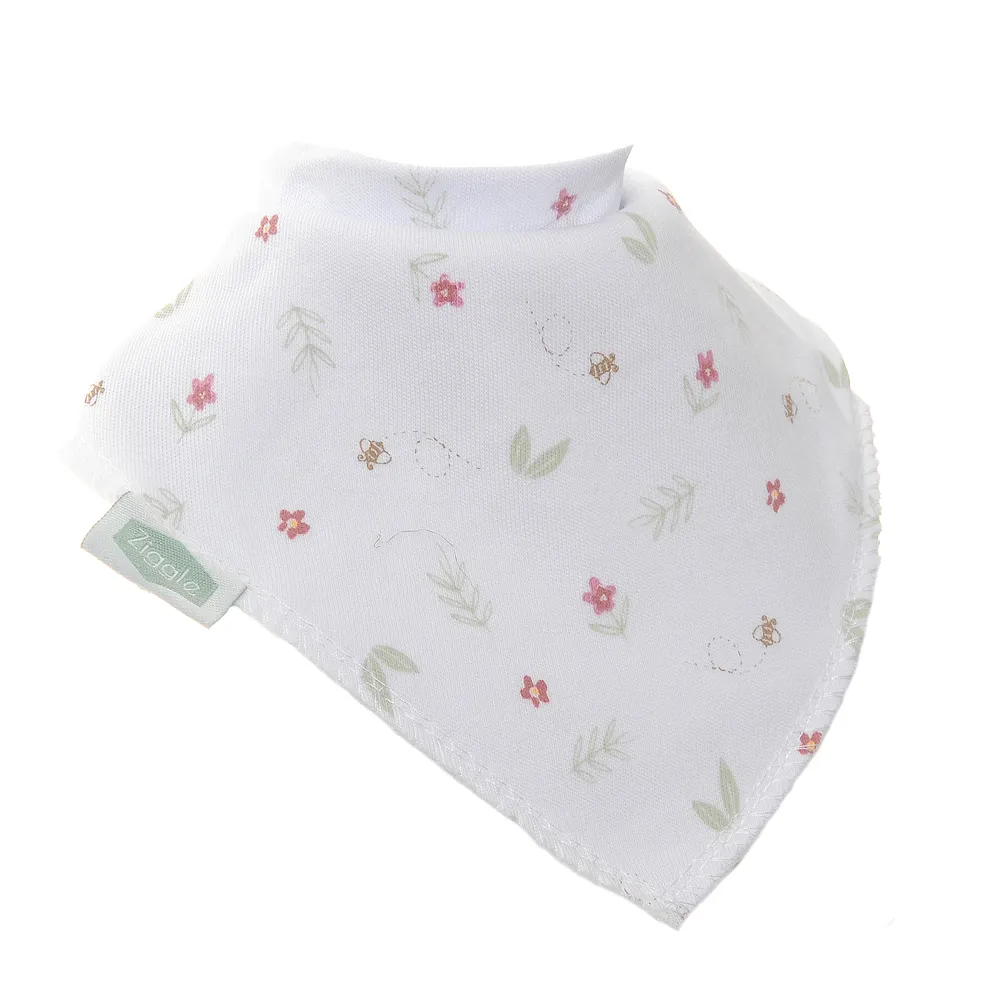 ZIGGLE bandana bib white leaves ZBBAC