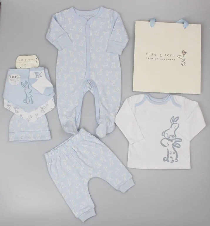 PURE&SOFT 7pc blue bunny set gft/h13670