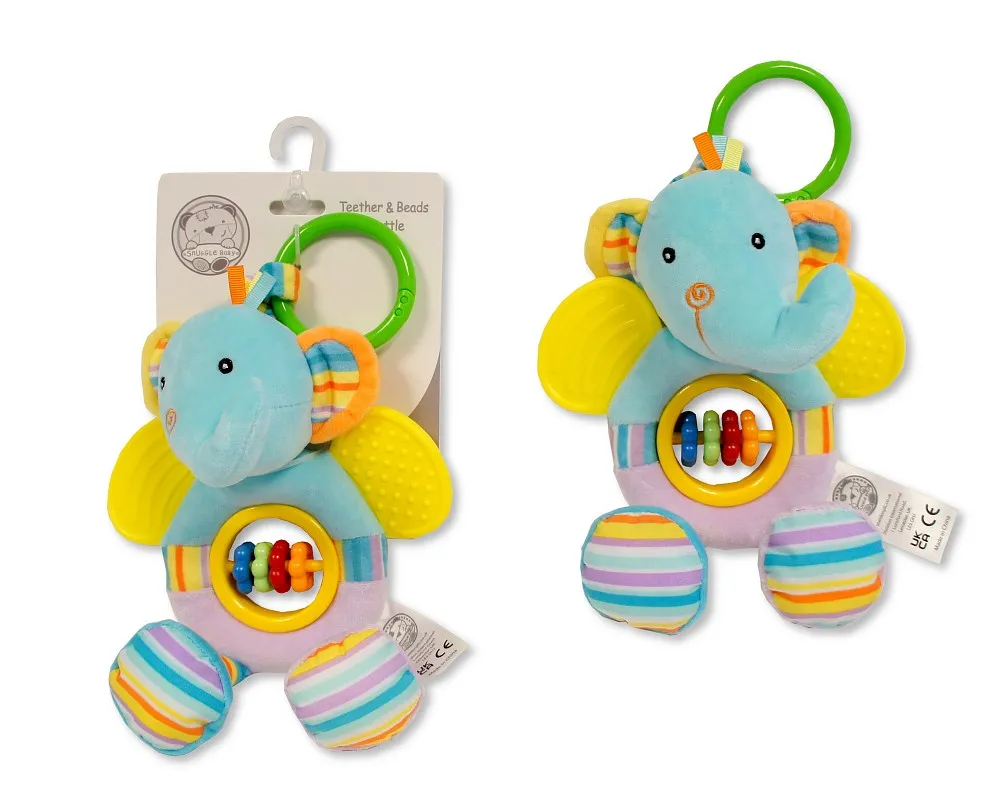 snuggle baby colourful elephant teether and beads rattle gp25-1189