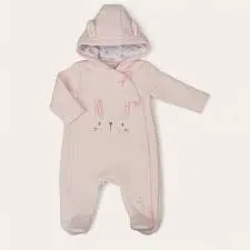 PURE AND SOFT baby girls baby pink all in one suit bunny h13523