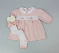 PURE AND SOFT baby girls cord dress with tihts and bow h13547