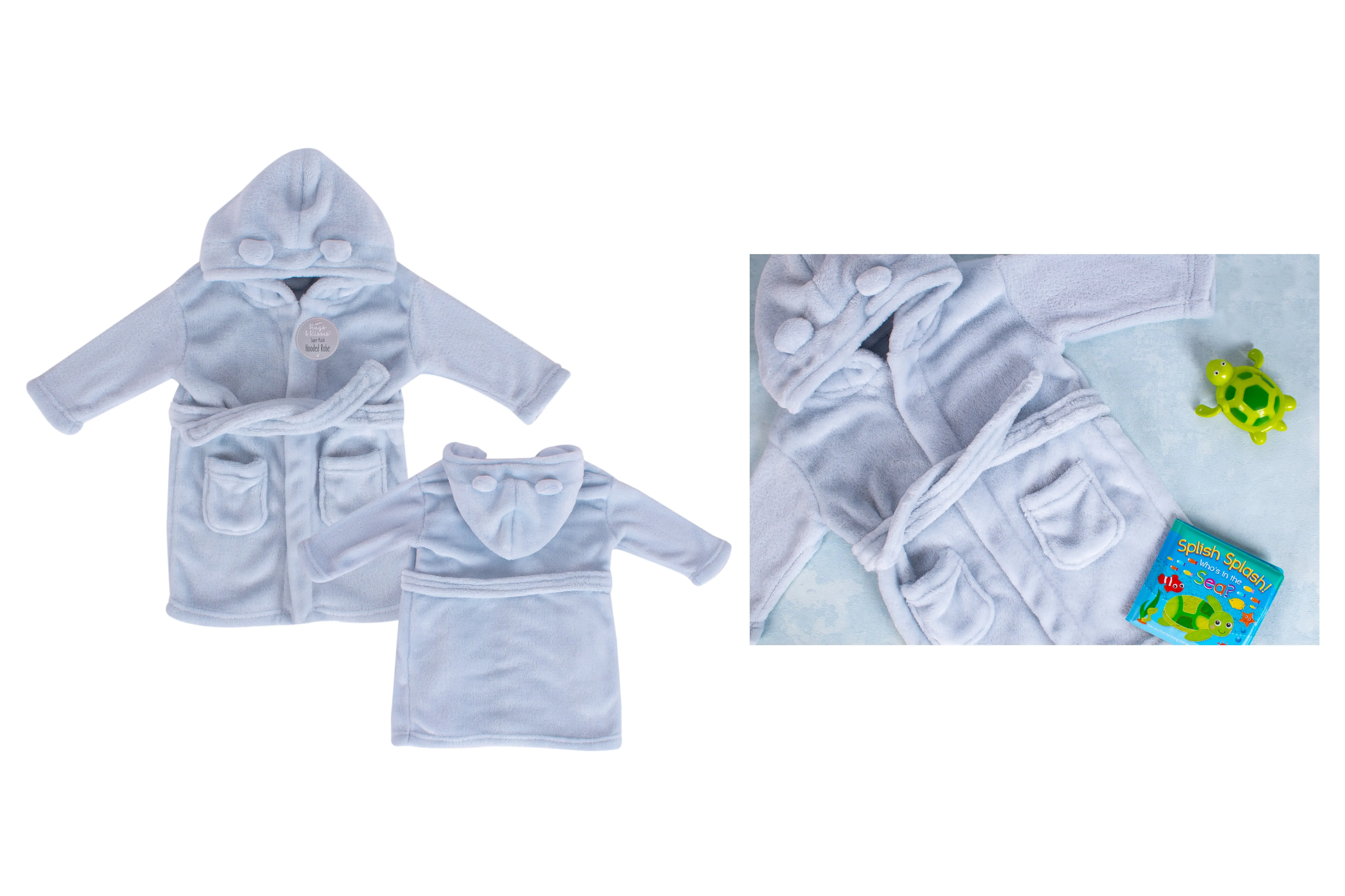 first steps hugs&kisses bathrobe blue