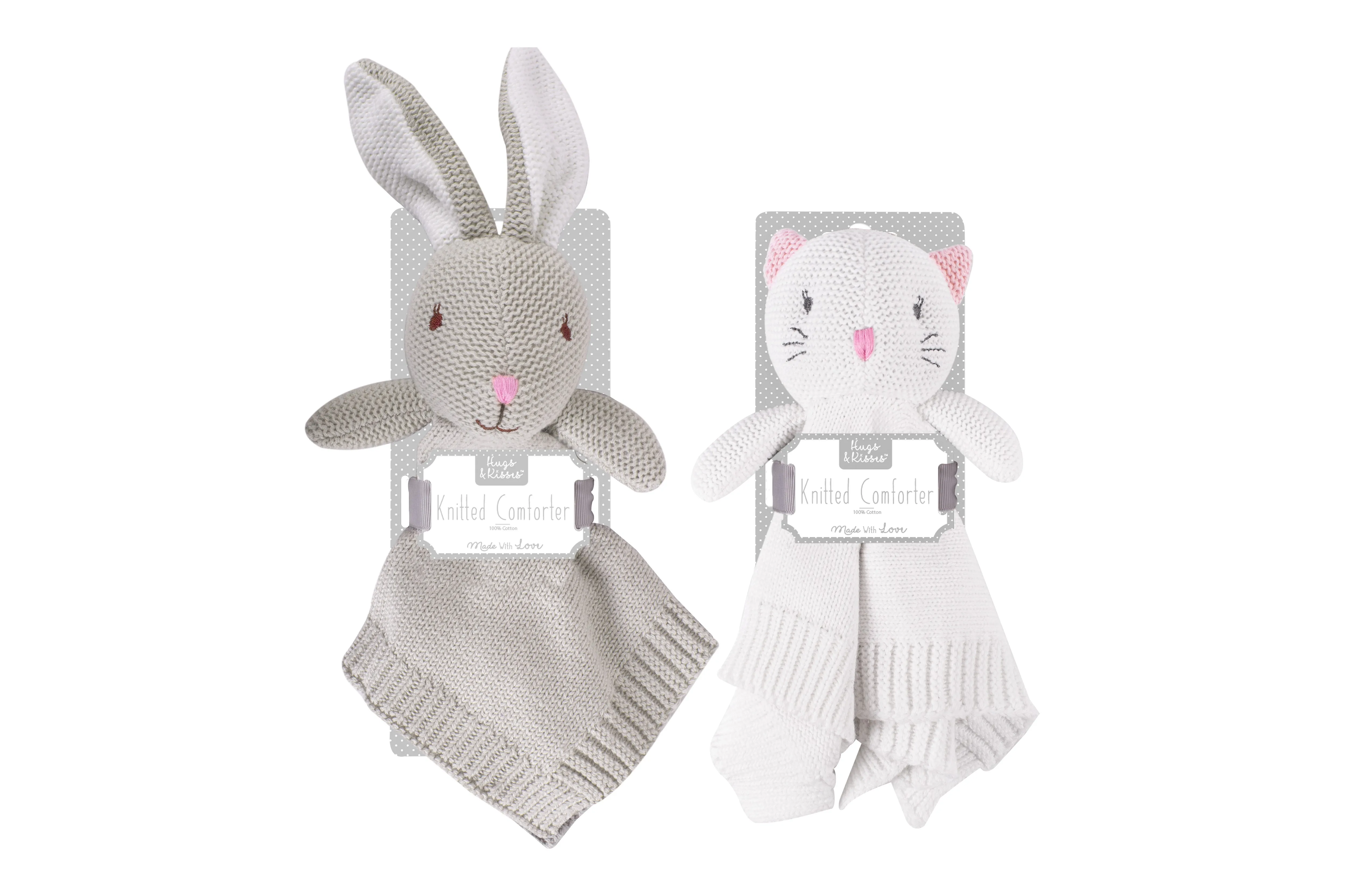 FIRST STEPS knitted cat and bunny comforter FS855