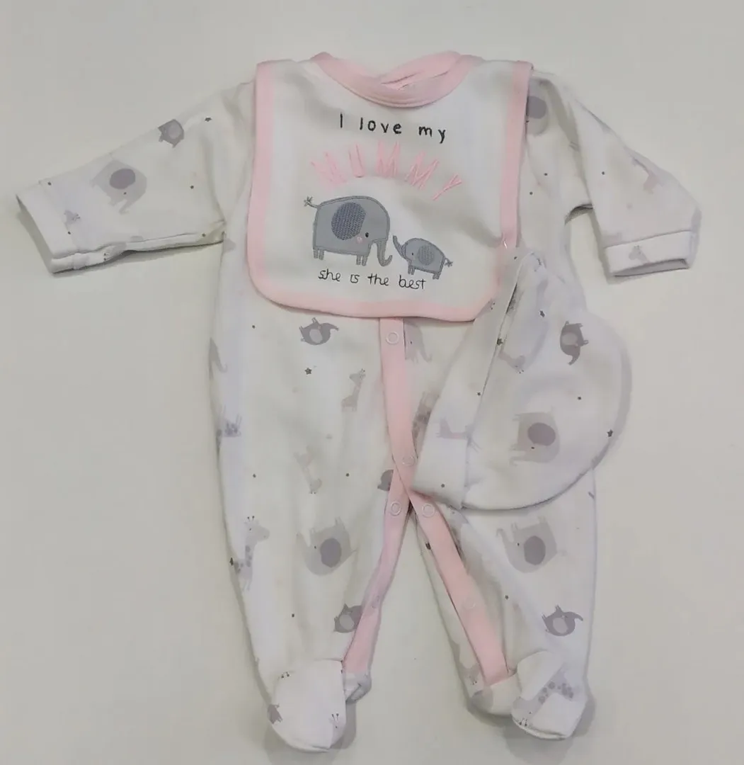 watch me grow 3 piece sleepsuit I love my mummy pink gft/wf1676