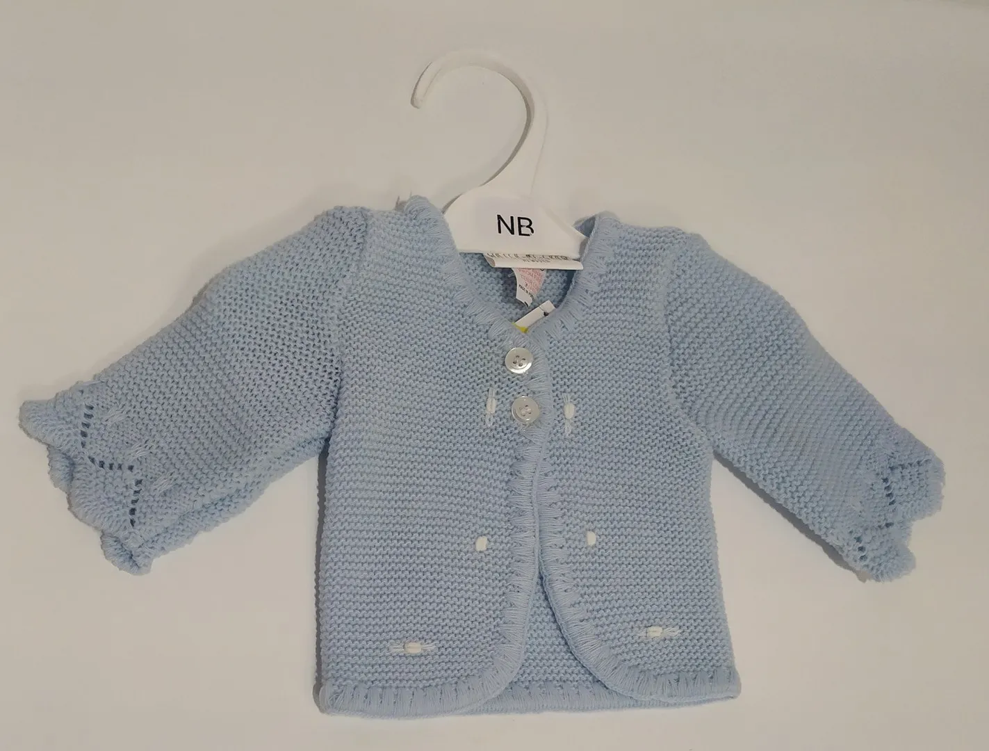 watch me grow blue knit cardigan with white embroidery detail cdg/g1336