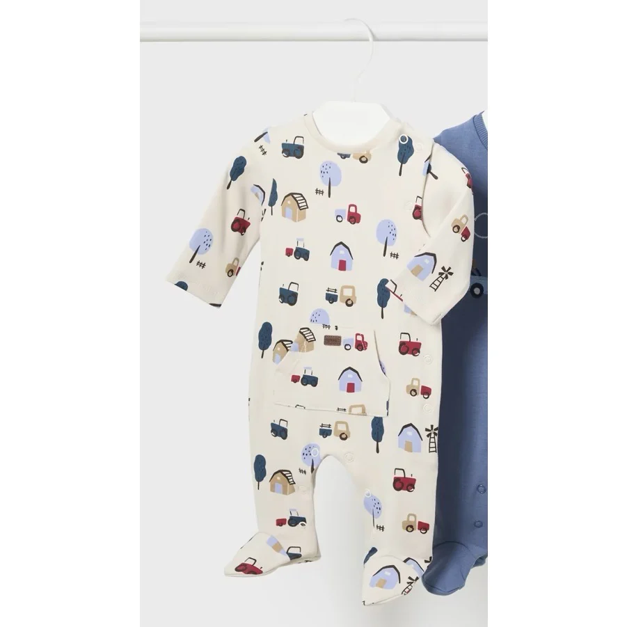 MAYORAL newborn boys beige car sromper 2796aw24