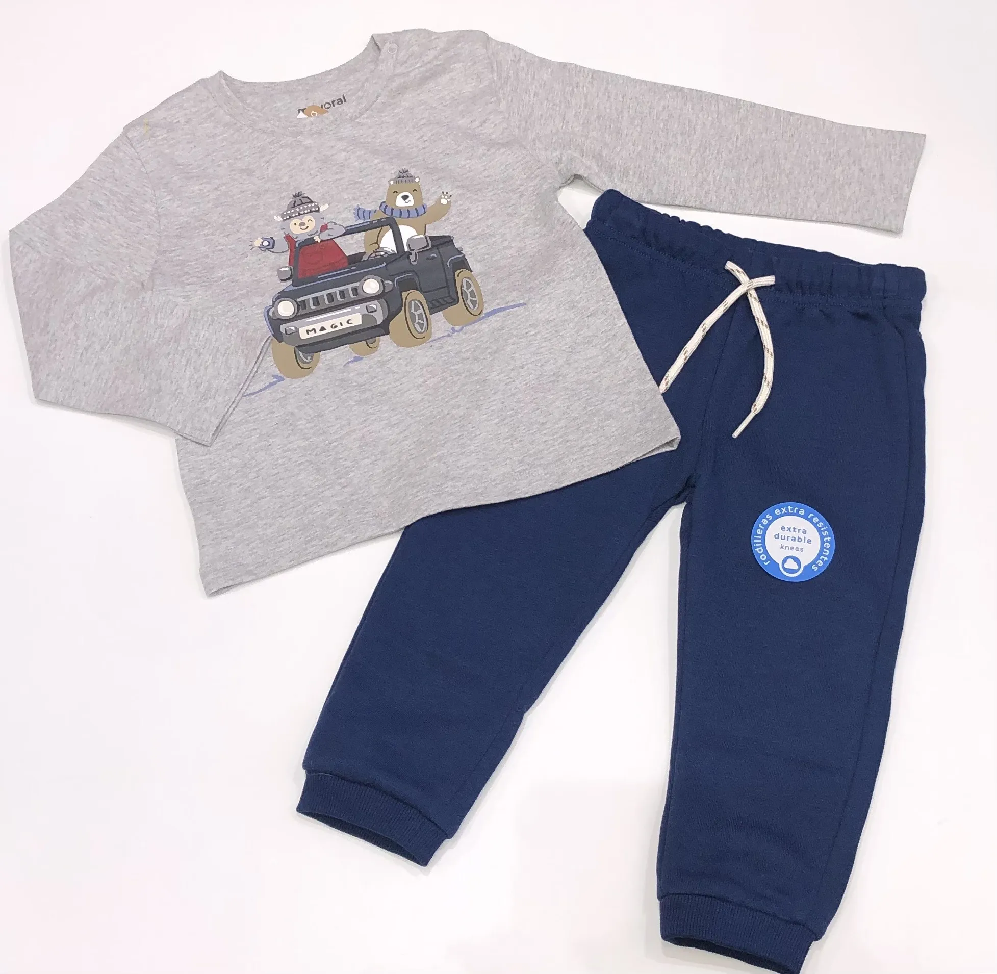 MAYORAL mini boys 2pce grey ls top & jog bottoms 2034aw24