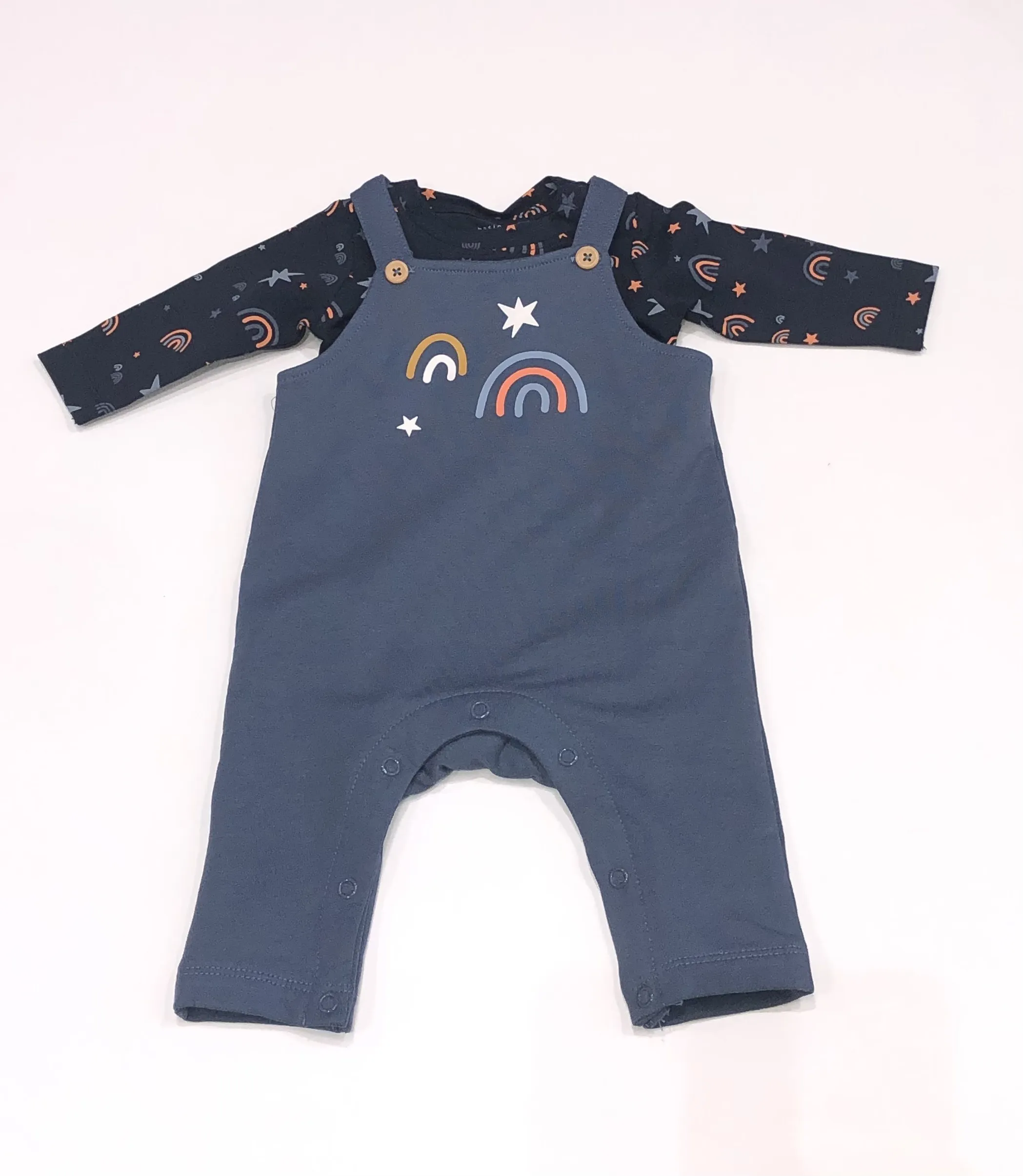 NAME IT nbm vroels top and vonne dungaree set navy/blue rainbows 13226071 aw24