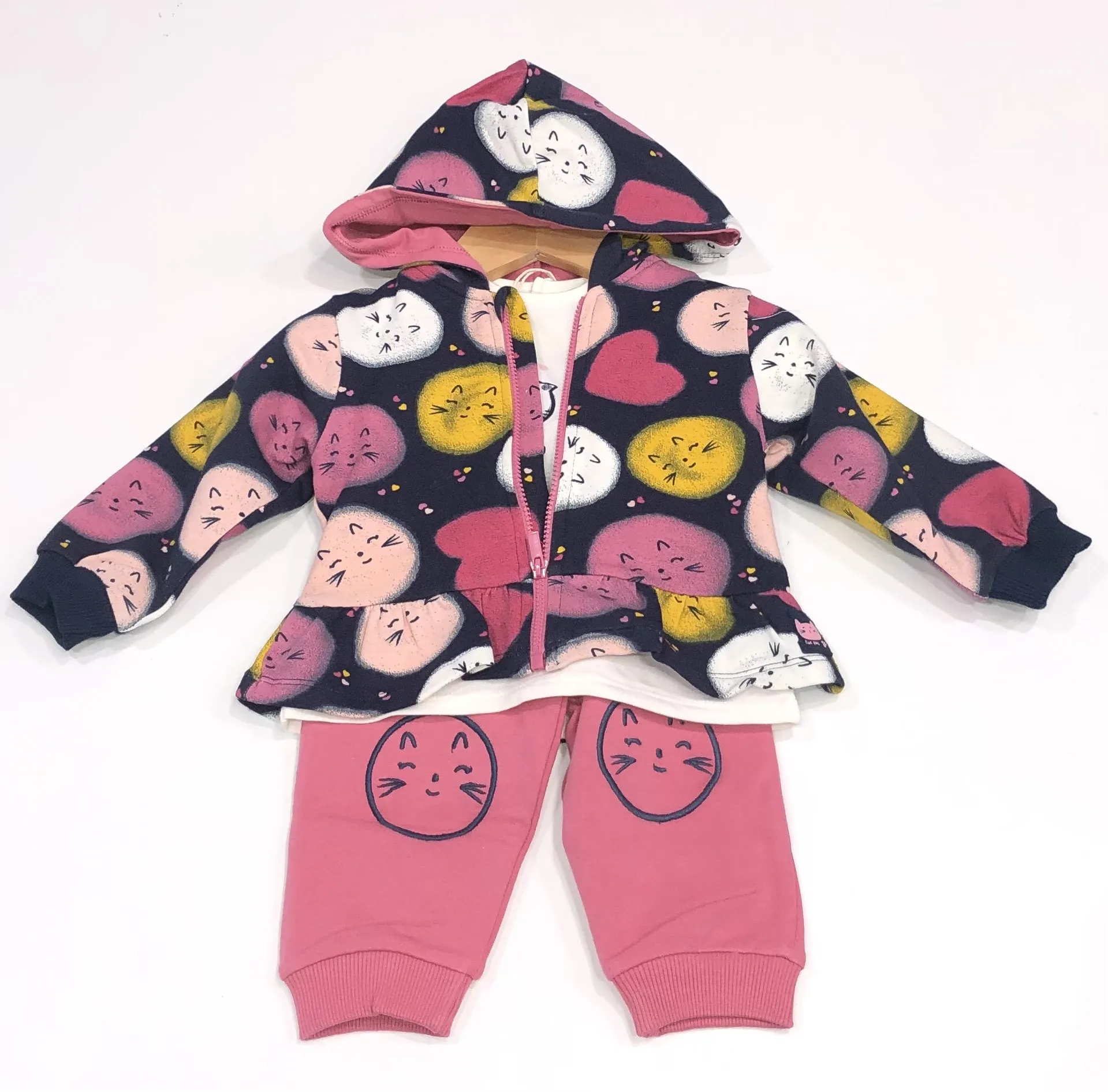 TUC TUC baby girls navy/pink cats 3pc tracksuit 1137892 aw24 