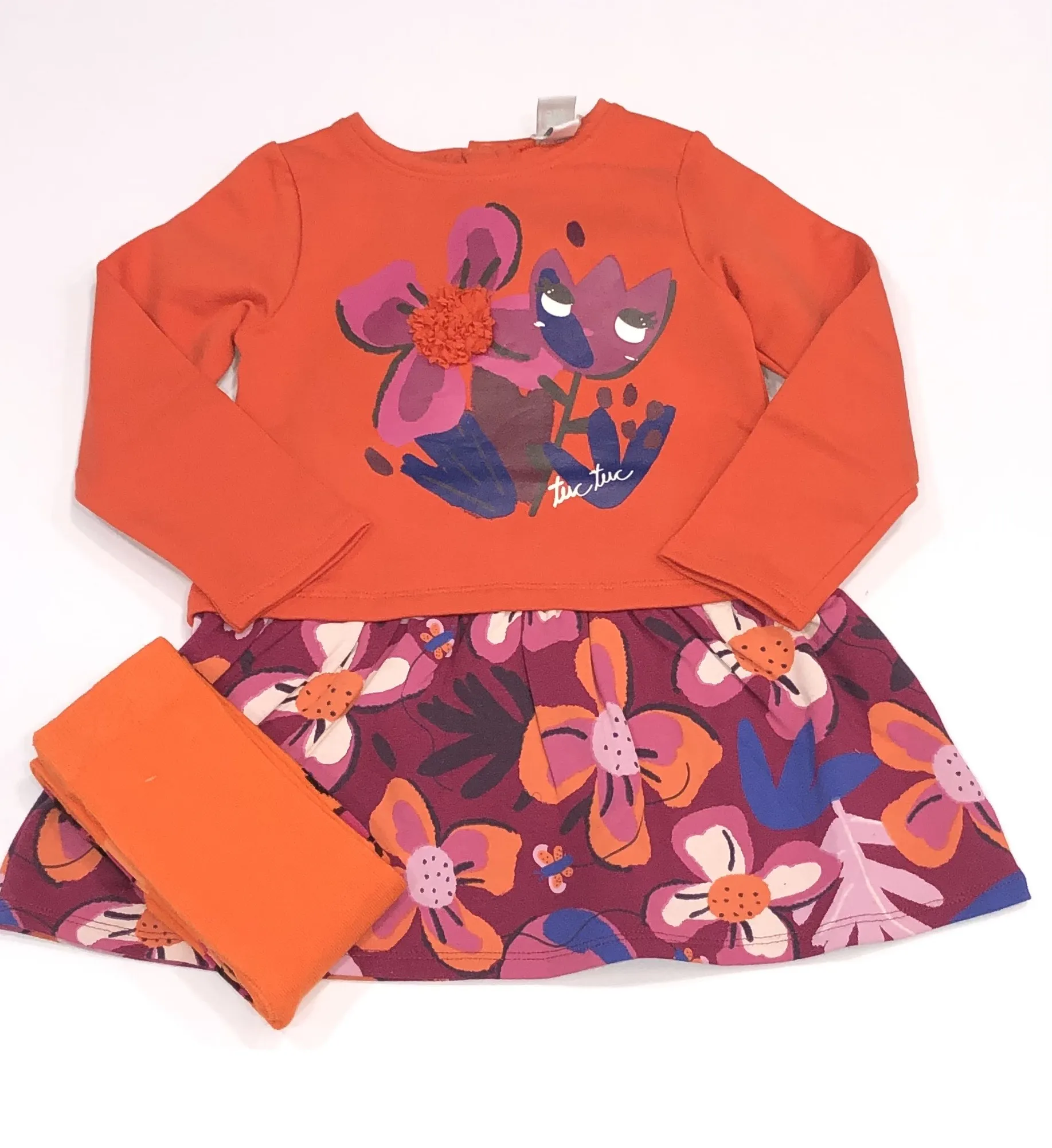 TUC TUC mini girls orange tulip dress with tights 11379190 aw24 