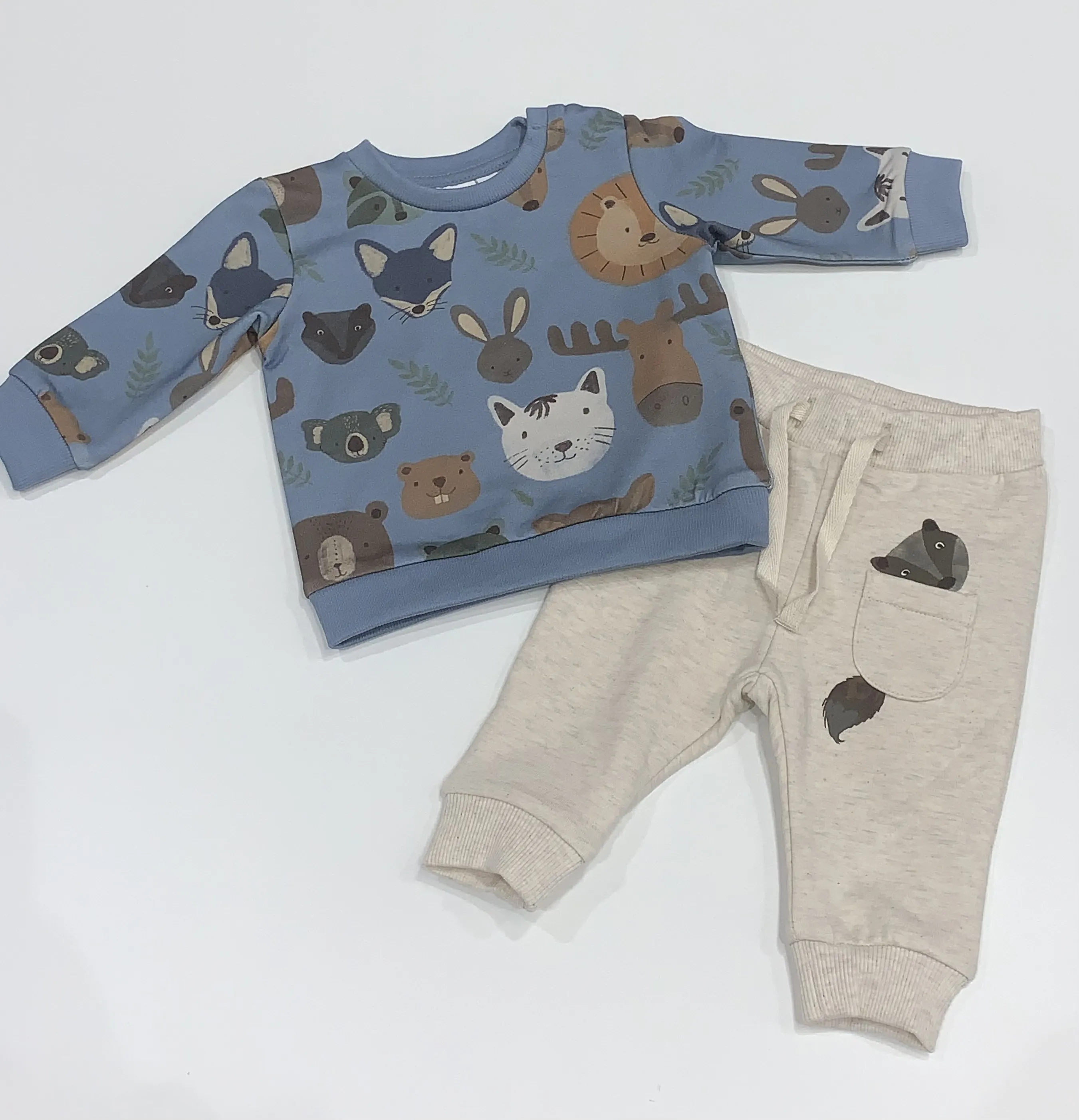 NAME IT nbm orvan ls sweat blue safari baby boys 2pc set 13233484 aw24