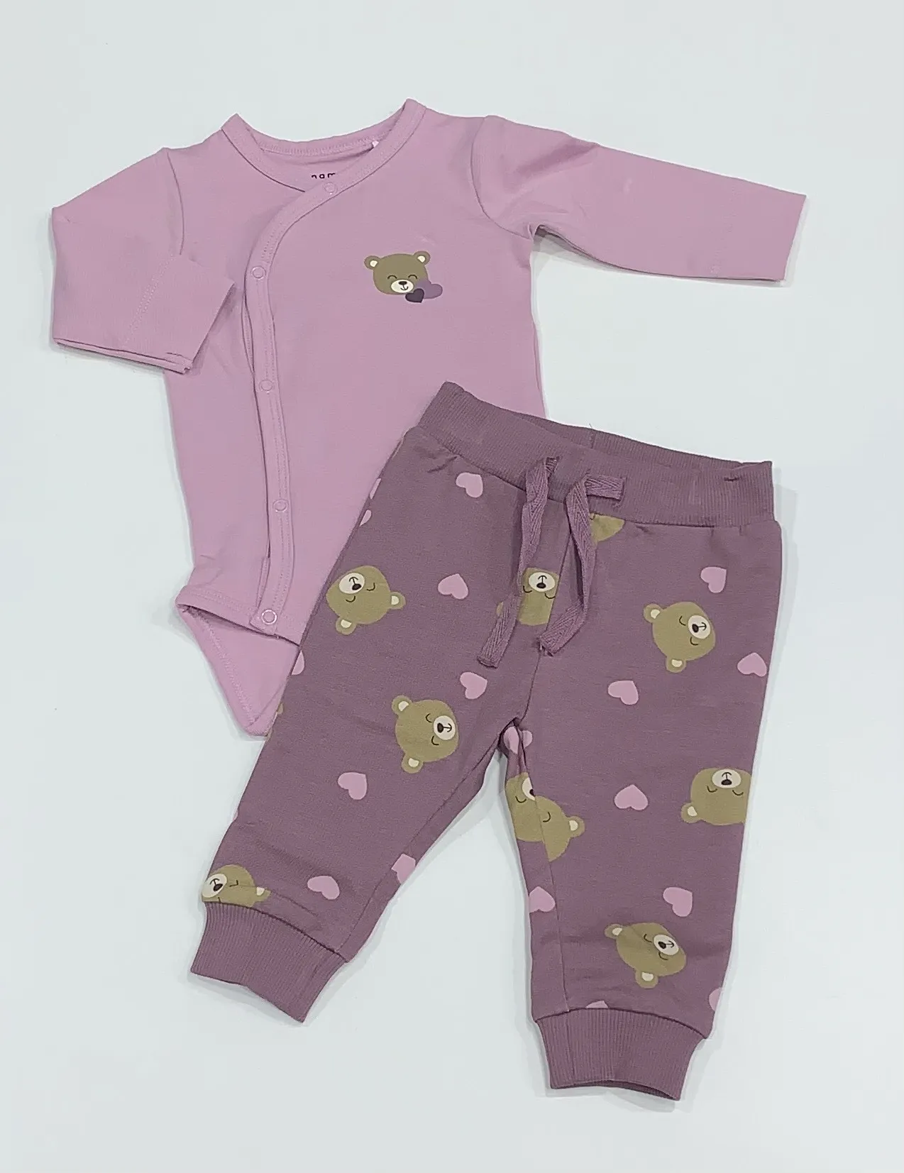 NAME IT nbf nedria ls wrap body and pant set mauve bears 13242020