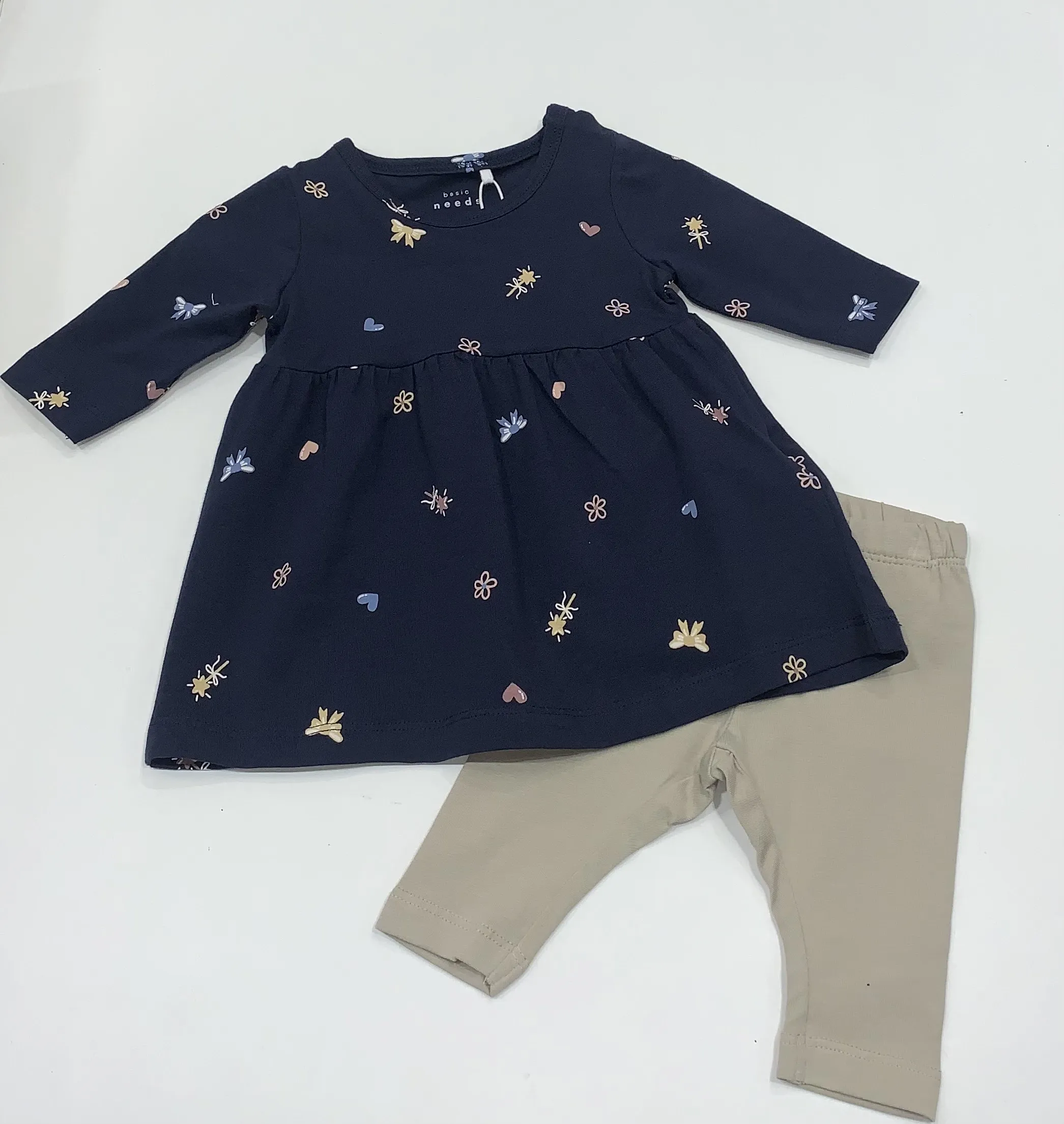 NAME IT nbf vandora ls dress navy bows/wands with leggings  13226057 SS25