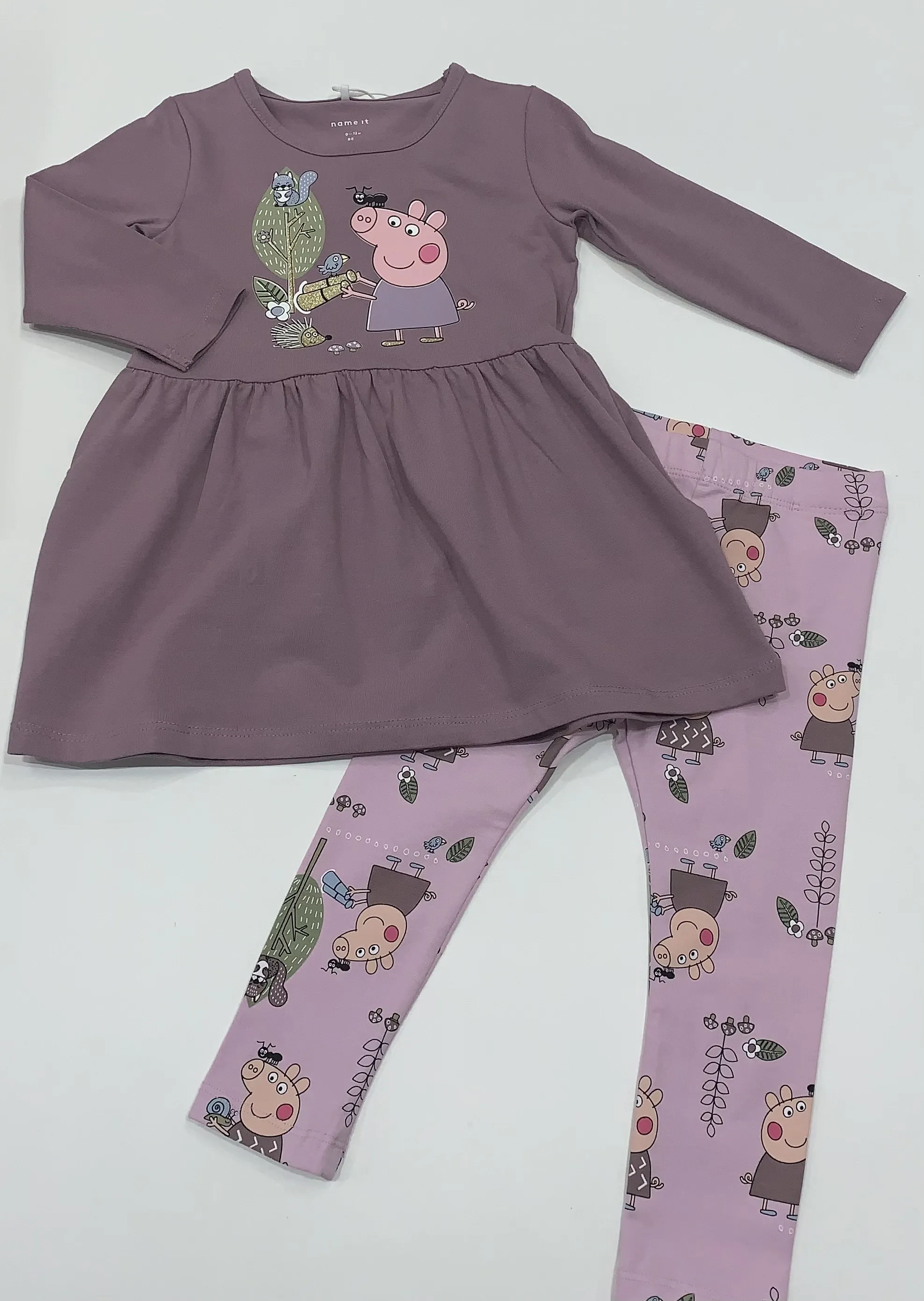 NAME IT nmf dyffi peppe pig ls dress and leggings set mauve 13238551 ss25 