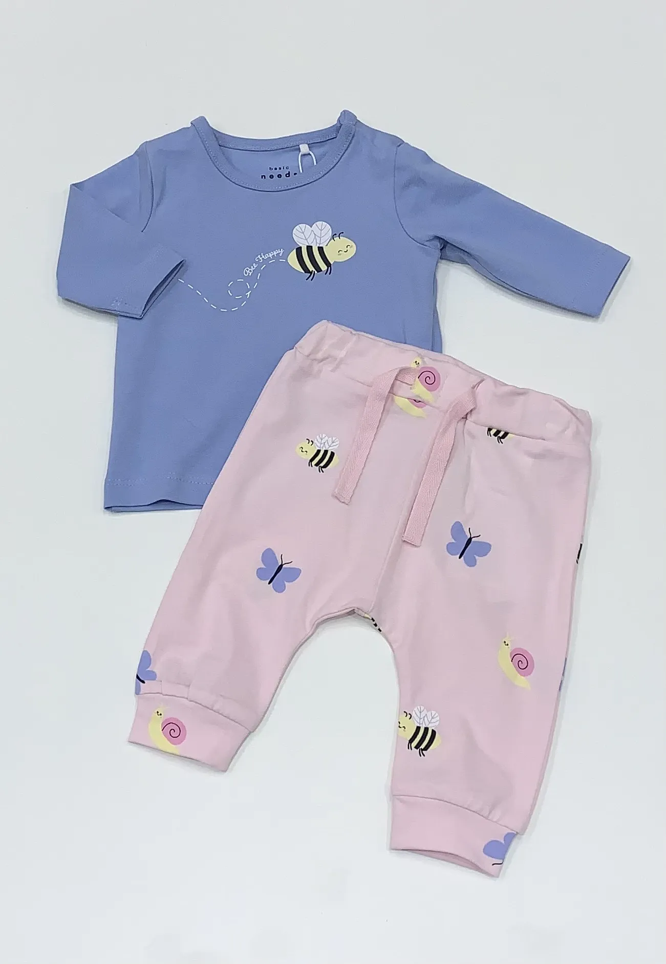 NAME IT nbf vubie ls top blue bumble bee and pink pant 13226053 SS25