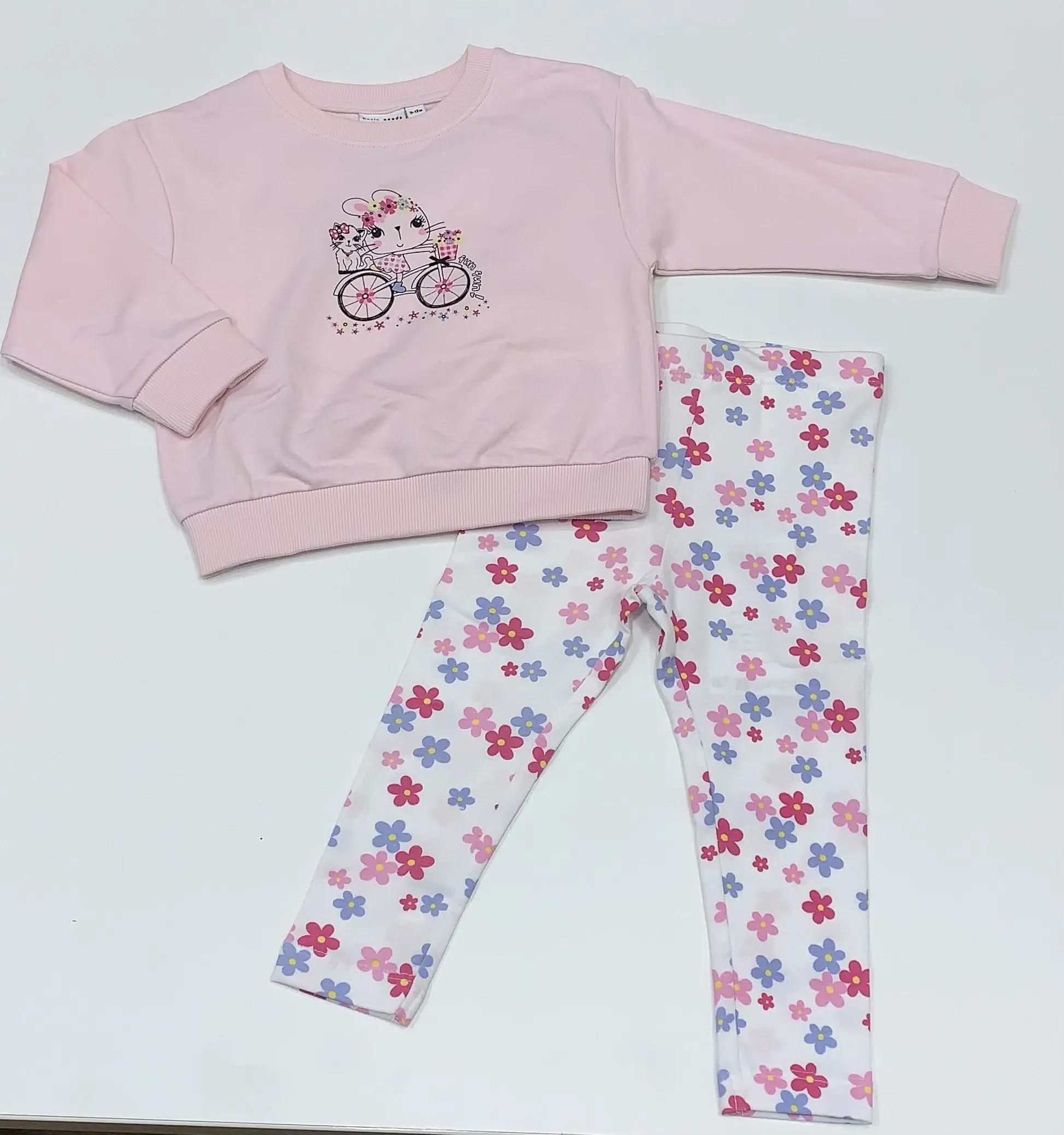 NAME IT nmf visus ls rlx sweat unb pink flower bicycle set 13242602 SS25