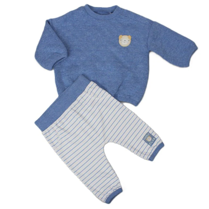 PURE AND SOFT baby boys blue bear 2pc set h13532