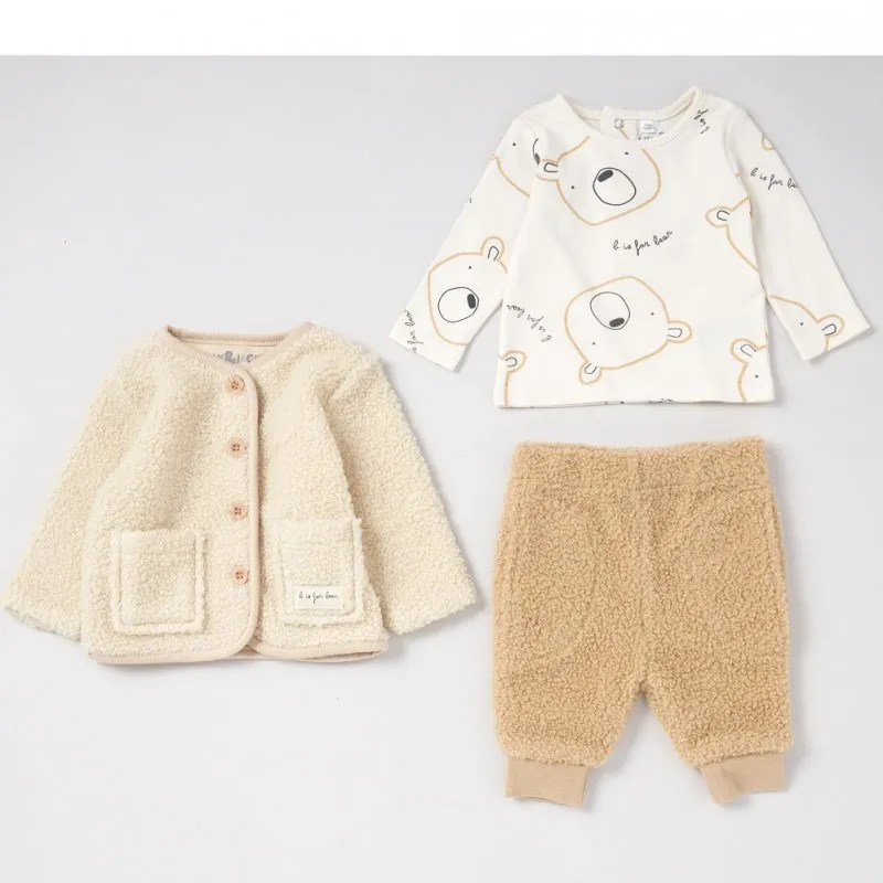 LILY&JACK 3pc suit teddy bear beige c05798