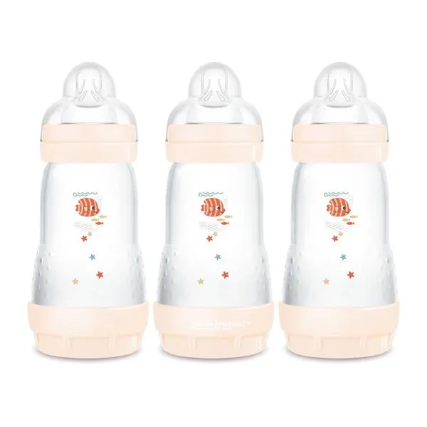 MAM easy start anti-colic 3pk 260ml bottles 2m+ pale pink