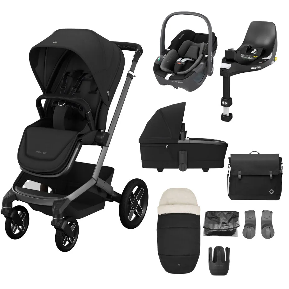 Maxi Cosi Fame Complete 9 Piece Bundle Twillic Black