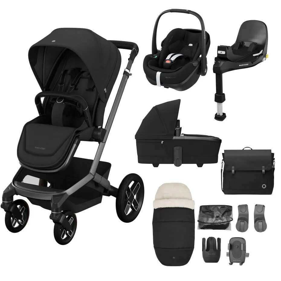 Maxi Cosi Fame Premium 10 Piece Bundle Twillic Black