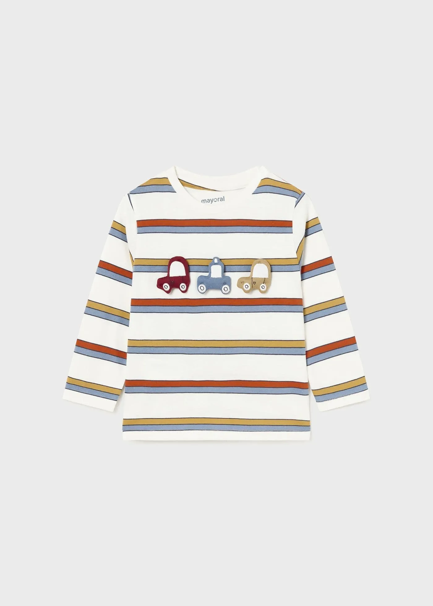 MAYORAL mini boys ls top striped cars orange 2037aw24